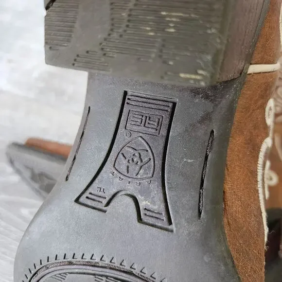 Ariat Shelleen Womens Western Leather Boots White Swirl Embroidery Size 7.5 - Picture 13 of 15